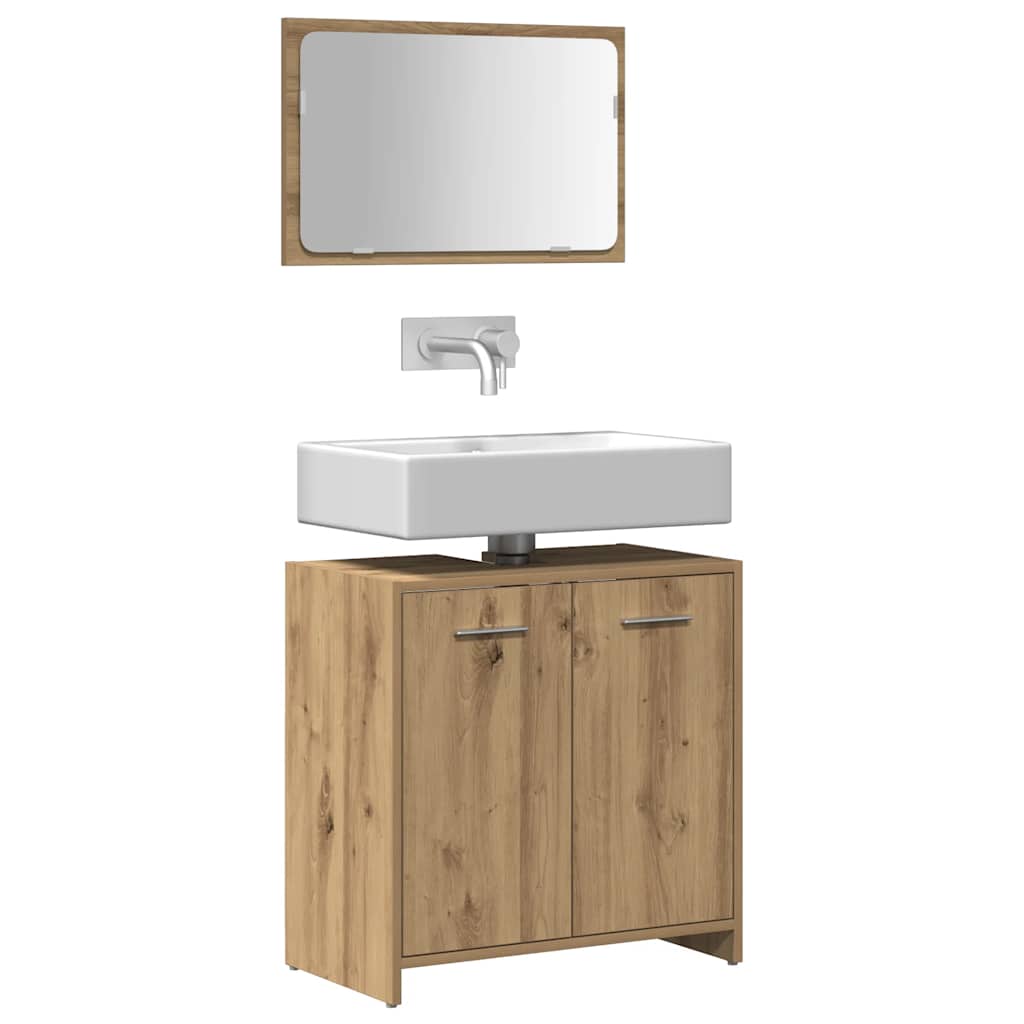 vidaXL Badschrank mit Spiegel Artisan-Eiche Holzwerkstoff