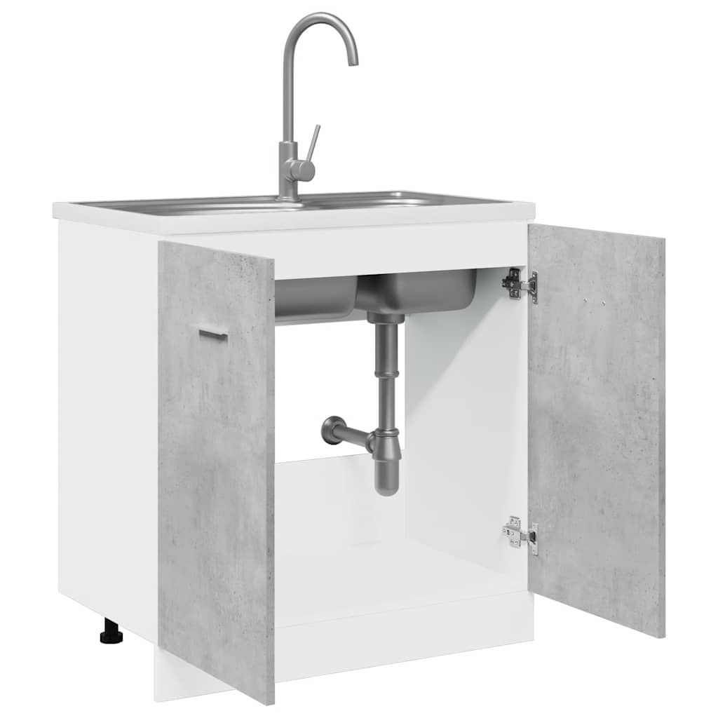 vidaXL Spülenunterschrank Lyon Betongrau 80x46x81,5 cm Holzwerkstoff