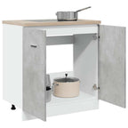 vidaXL Spülenunterschrank Lyon Betongrau 80x46x81,5 cm Holzwerkstoff
