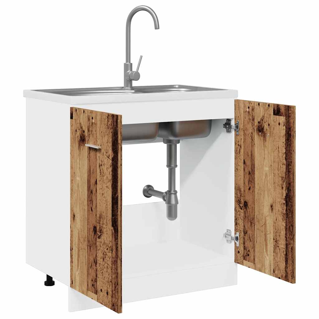 vidaXL Spülenunterschrank Lyon Altholz-Optik 80x46x81,5 cm Holzwerkstoff