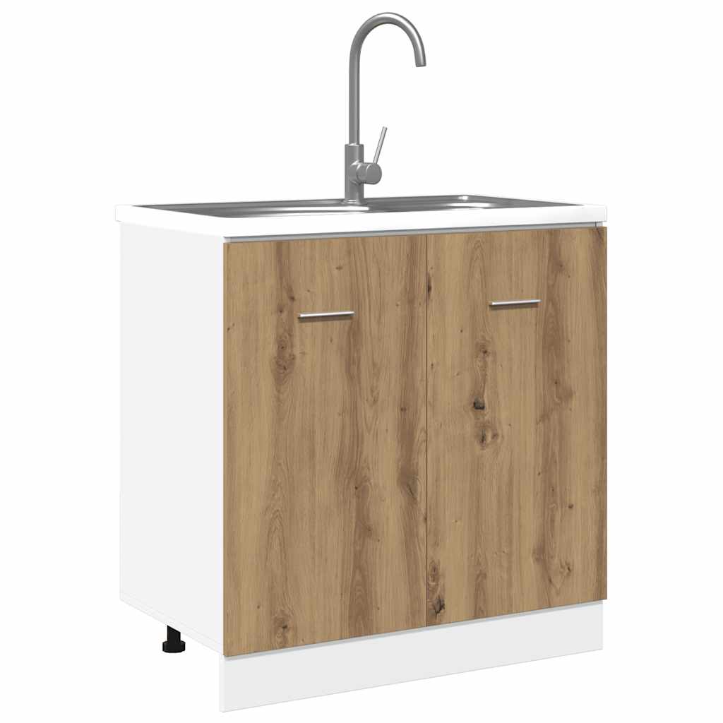 vidaXL Spülenunterschrank Lyon Artisan-Eiche 80x46x81,5 cm Holzwerkstoff