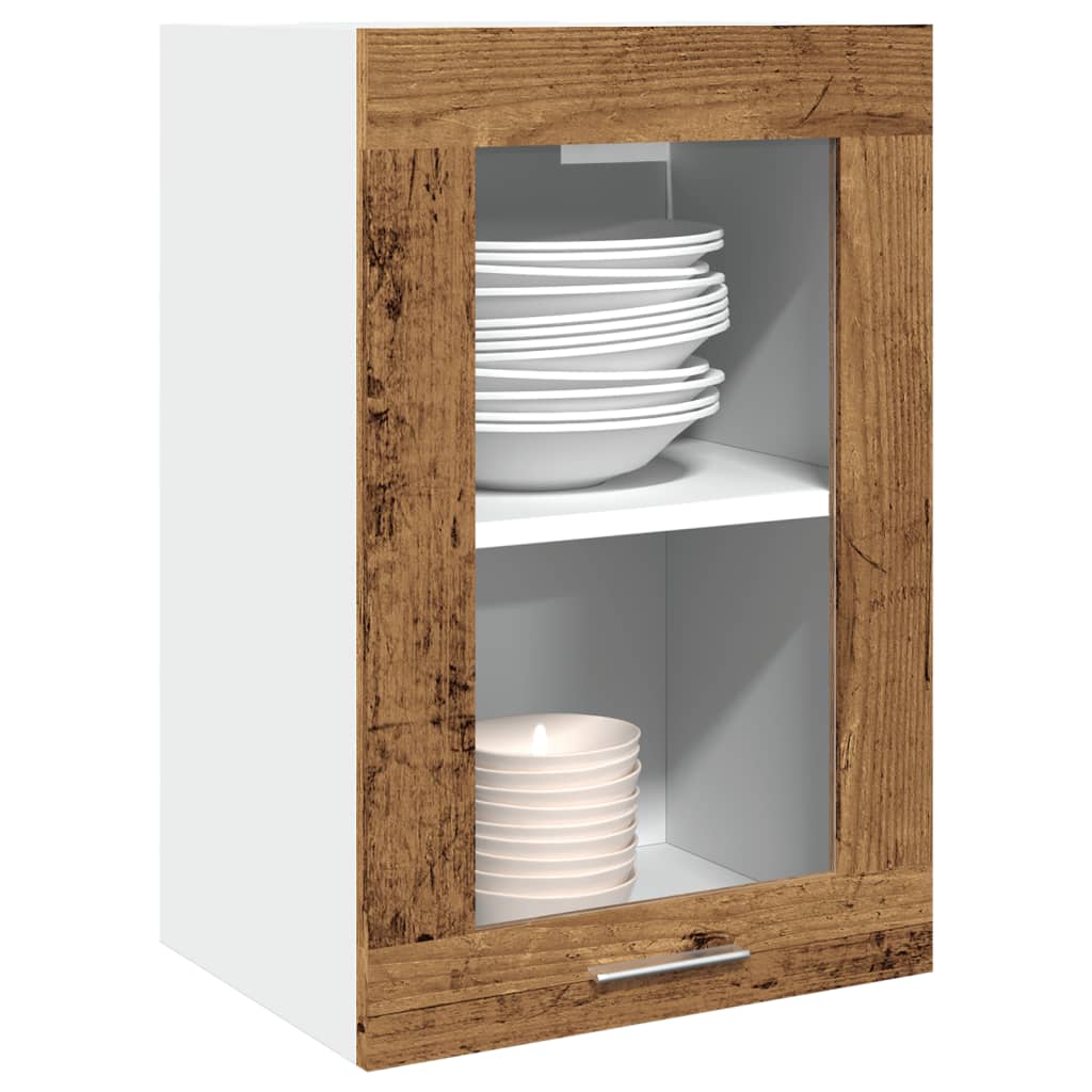 vidaXL Hängeschrank Lyon Glas Altholz-Optik 40x31x60 cm Holzwerkstoff
