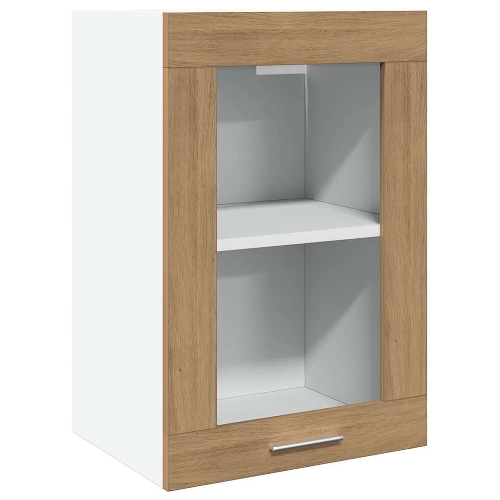 vidaXL Hängeschrank Lyon Glas Artisan-Eiche 40x31x60 cm Holzwerkstoff