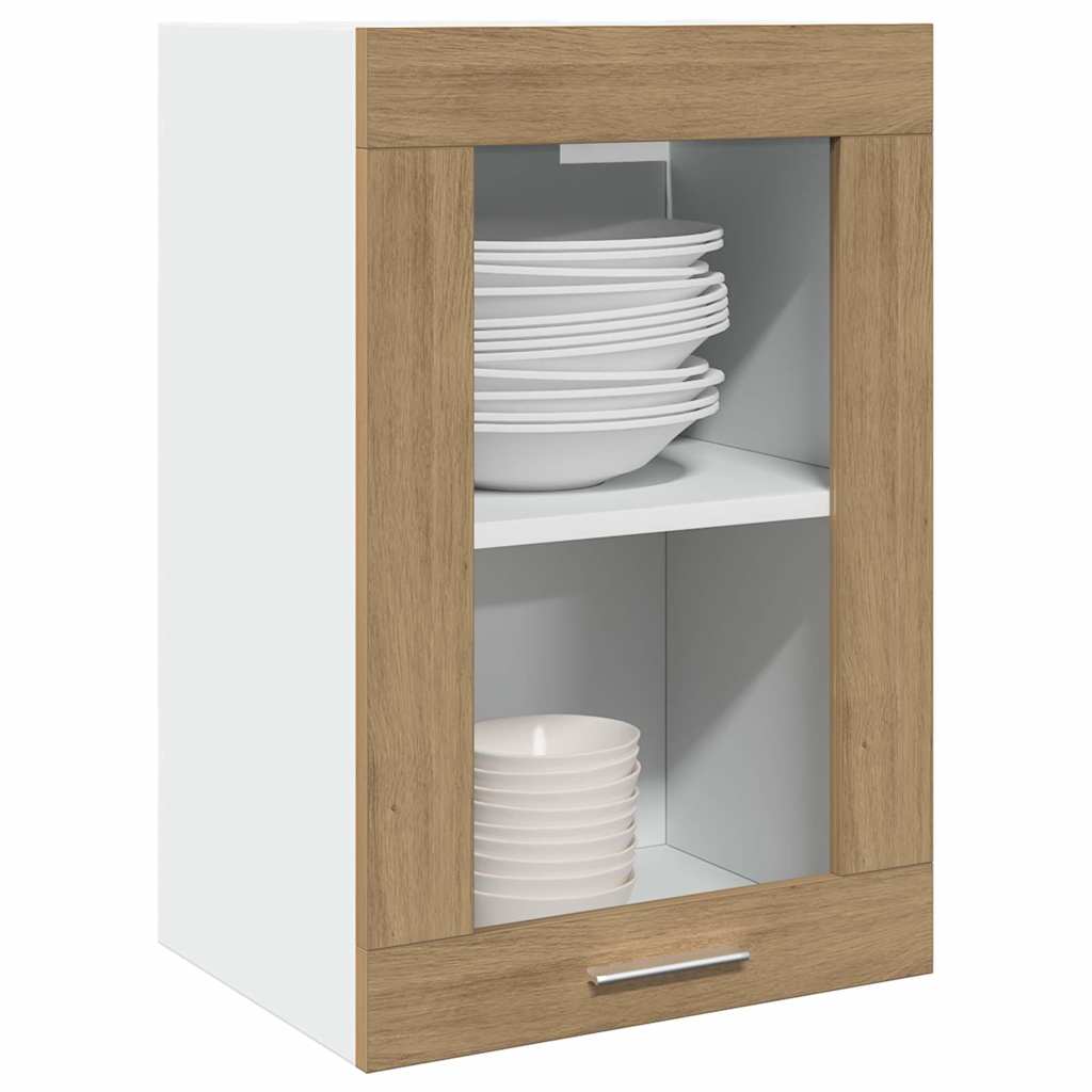 vidaXL Hängeschrank Lyon Glas Artisan-Eiche 40x31x60 cm Holzwerkstoff