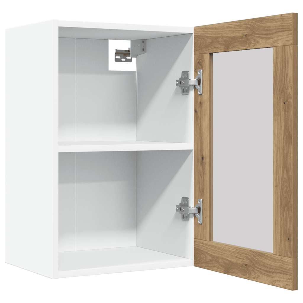 vidaXL Hängeschrank Lyon Glas Artisan-Eiche 40x31x60 cm Holzwerkstoff