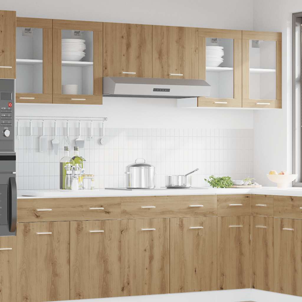 vidaXL Hängeschrank Lyon Glas Artisan-Eiche 40x31x60 cm Holzwerkstoff