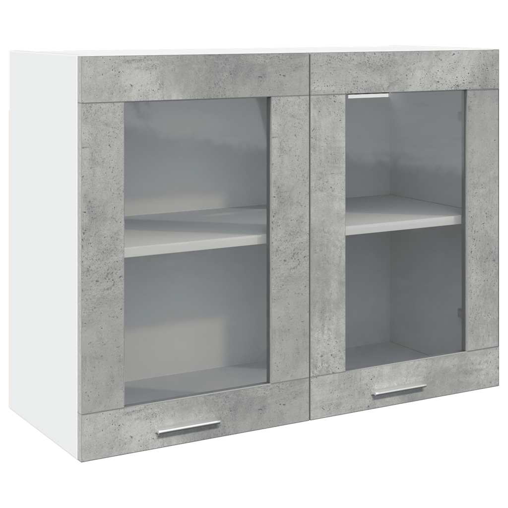 vidaXL Hängeglasschrank Lyon Betongrau 80x31x60 cm