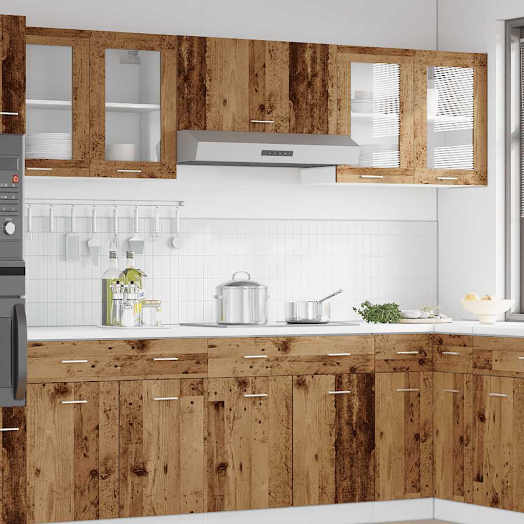 vidaXL Hängeglasschrank Lyon Altholz-Optik 80x31x60 cm Holzwerkstoff