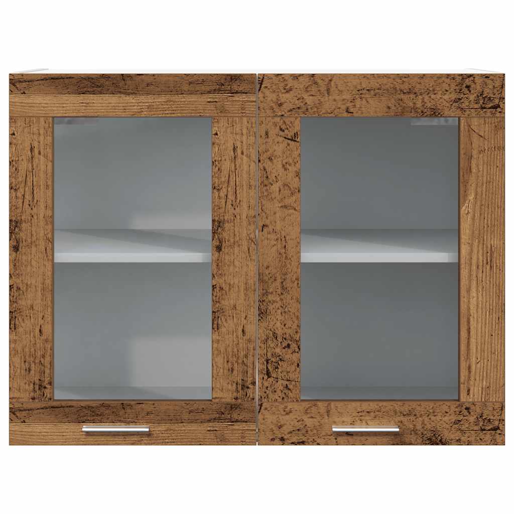 vidaXL Hängeglasschrank Lyon Altholz-Optik 80x31x60 cm Holzwerkstoff