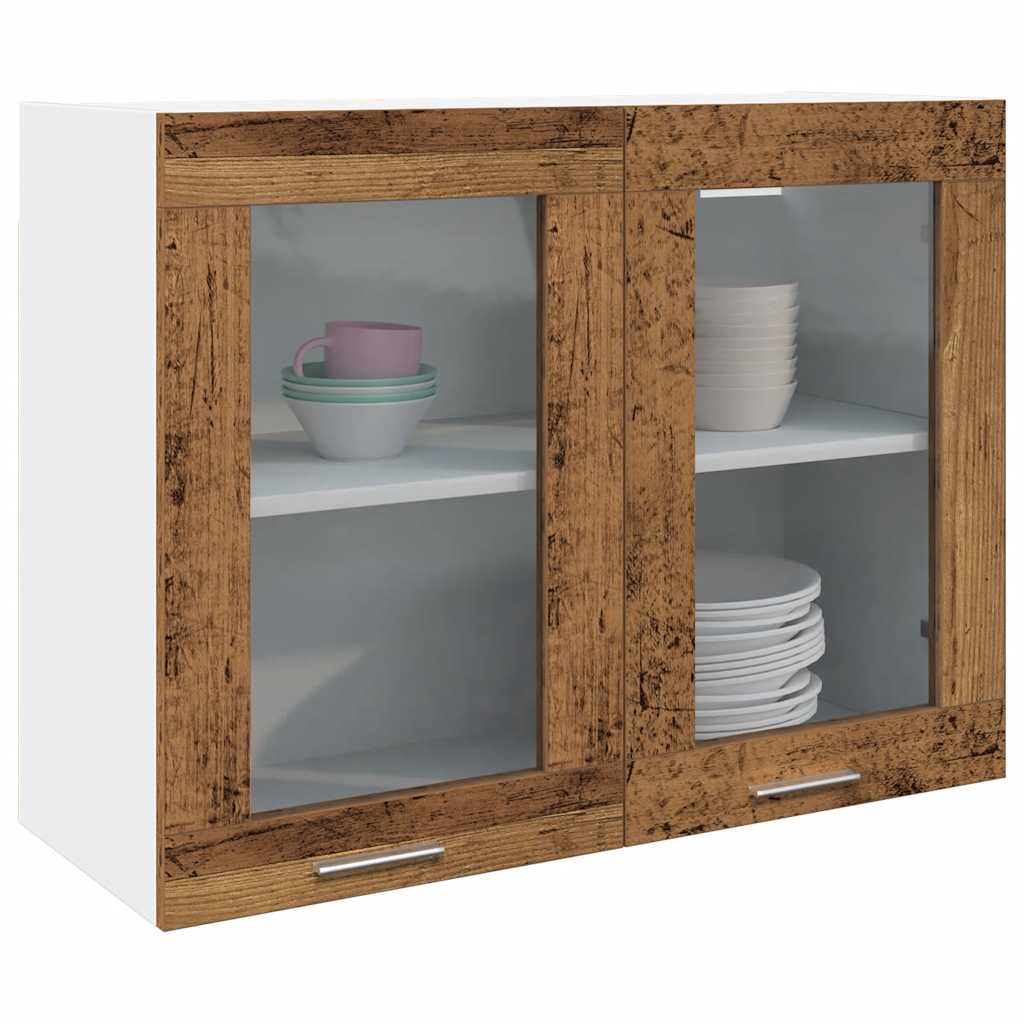 vidaXL Hängeglasschrank Lyon Altholz-Optik 80x31x60 cm Holzwerkstoff