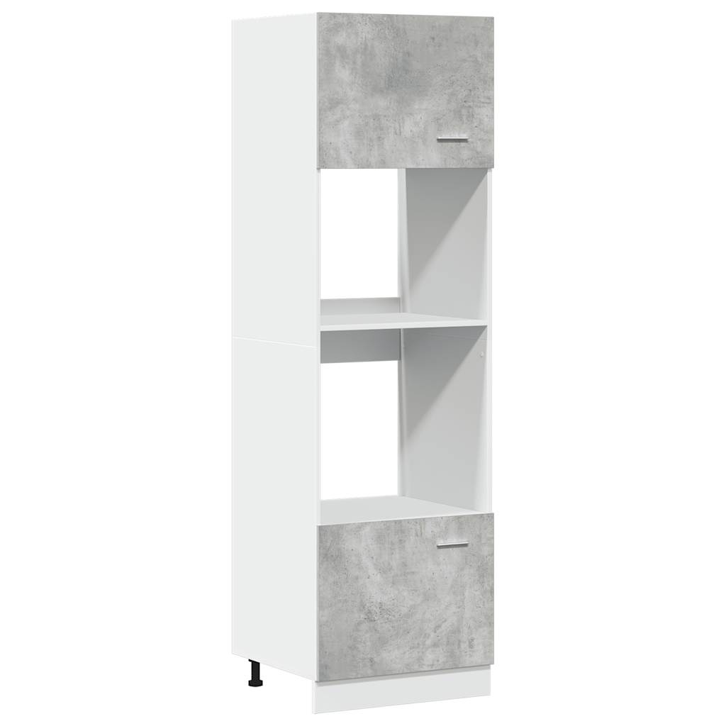 vidaXL Mikrowellenumbauschrank Lyon Betongrau 60x57x207 cm Holzwerkstoff
