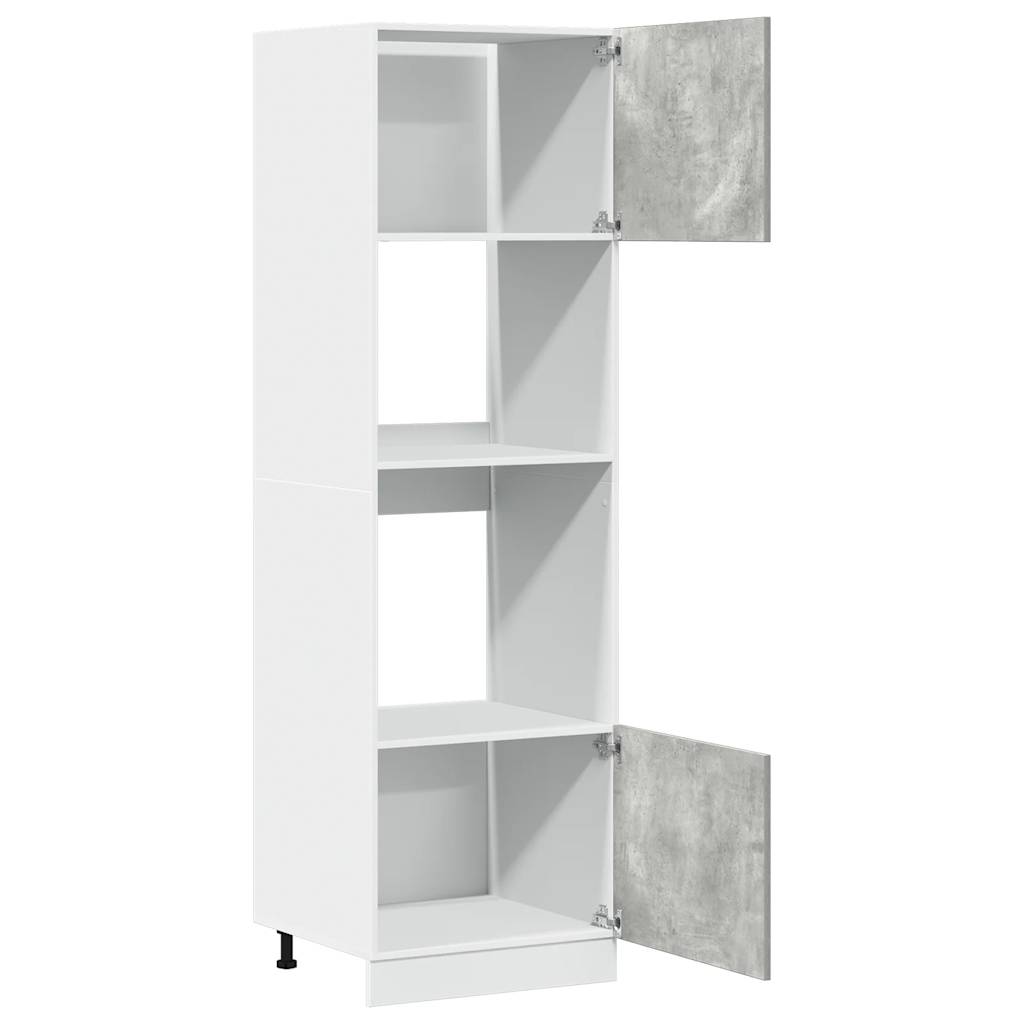 vidaXL Mikrowellenumbauschrank Lyon Betongrau 60x57x207 cm Holzwerkstoff