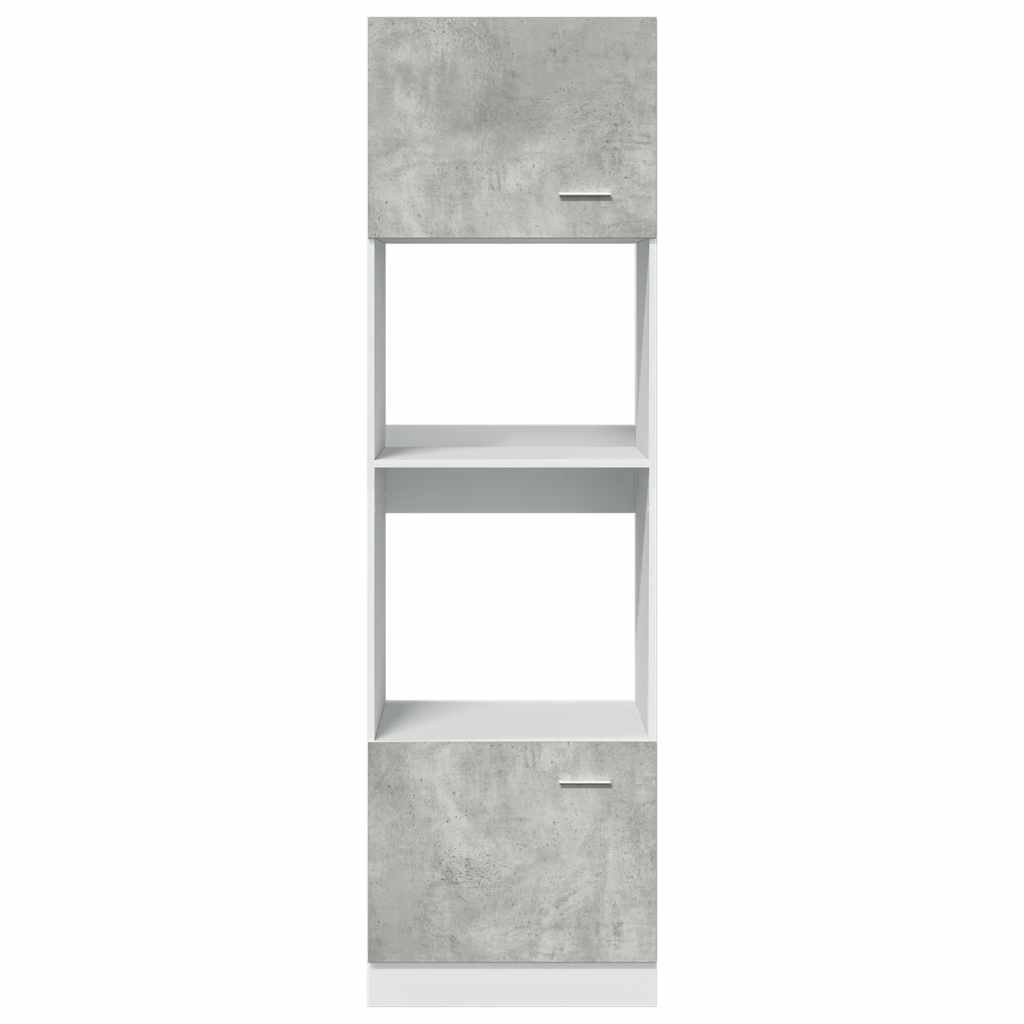 vidaXL Mikrowellenumbauschrank Lyon Betongrau 60x57x207 cm Holzwerkstoff