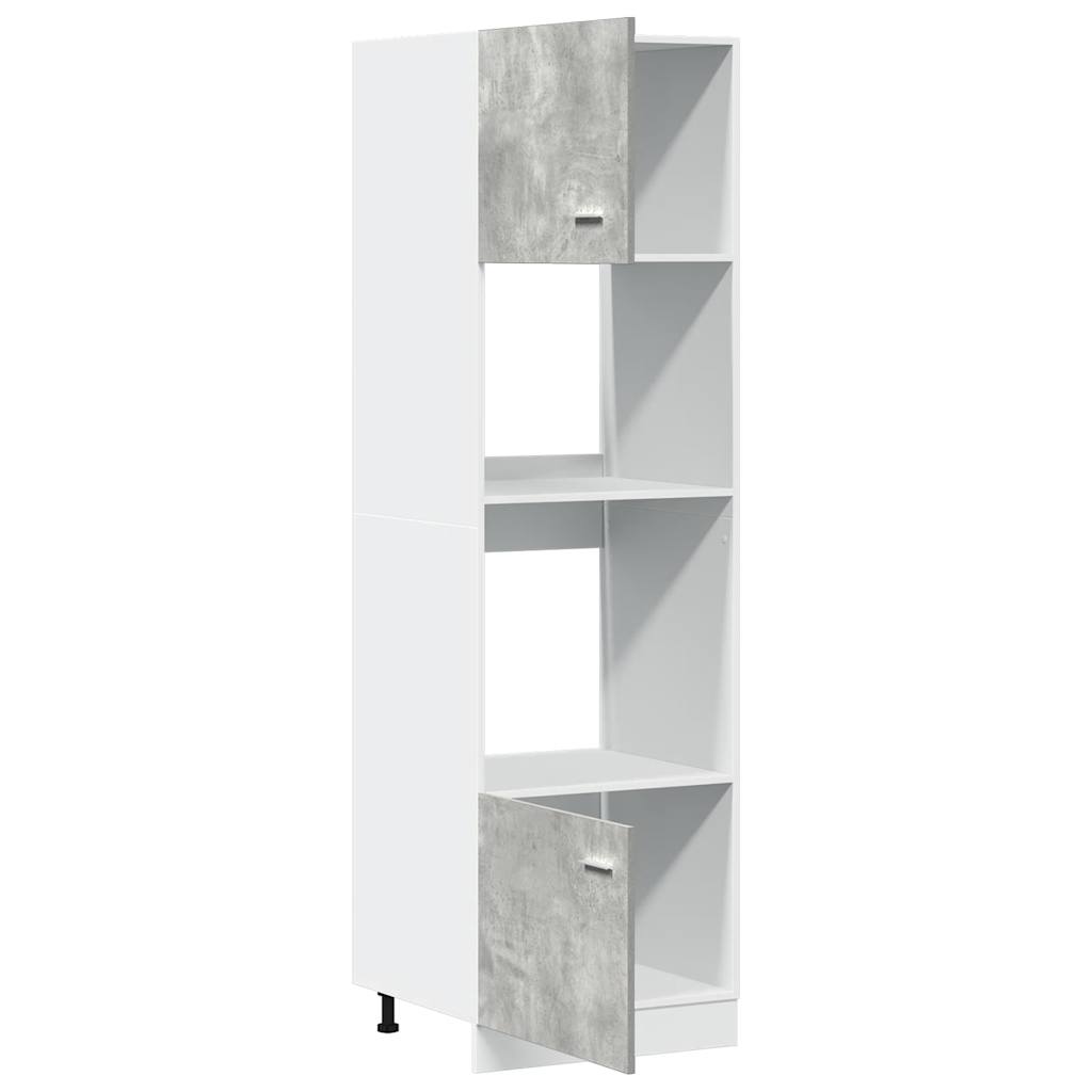 vidaXL Mikrowellenumbauschrank Lyon Betongrau 60x57x207 cm Holzwerkstoff