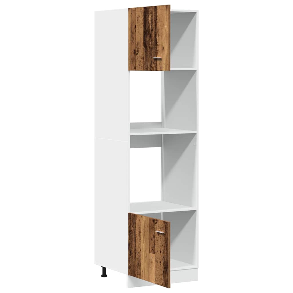 vidaXL Mikrowellenschrank Lyon Altholz-Optik 60x57x207 cm Holzwerkstoff
