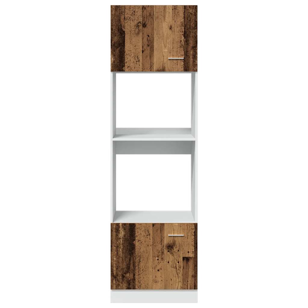 vidaXL Mikrowellenschrank Lyon Altholz-Optik 60x57x207 cm Holzwerkstoff