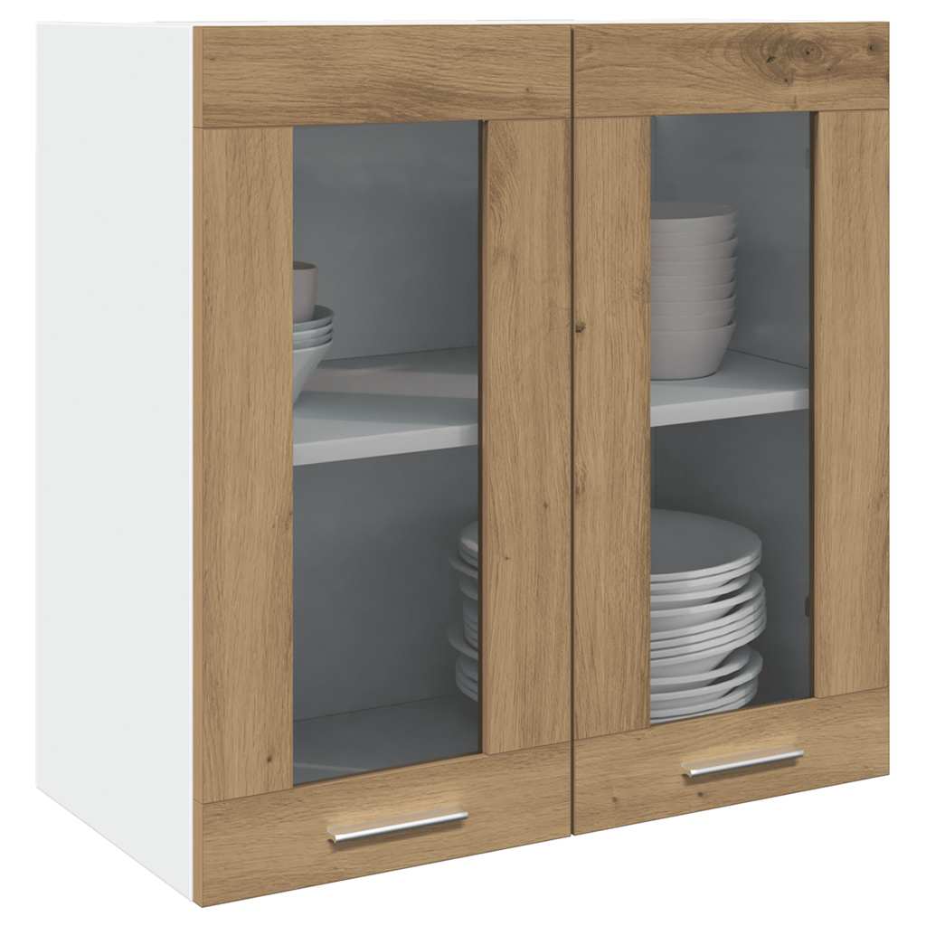 vidaXL Küchen-Wandschrank Lyon mit Glastüren Artisan-Eiche 60x31x60 cm