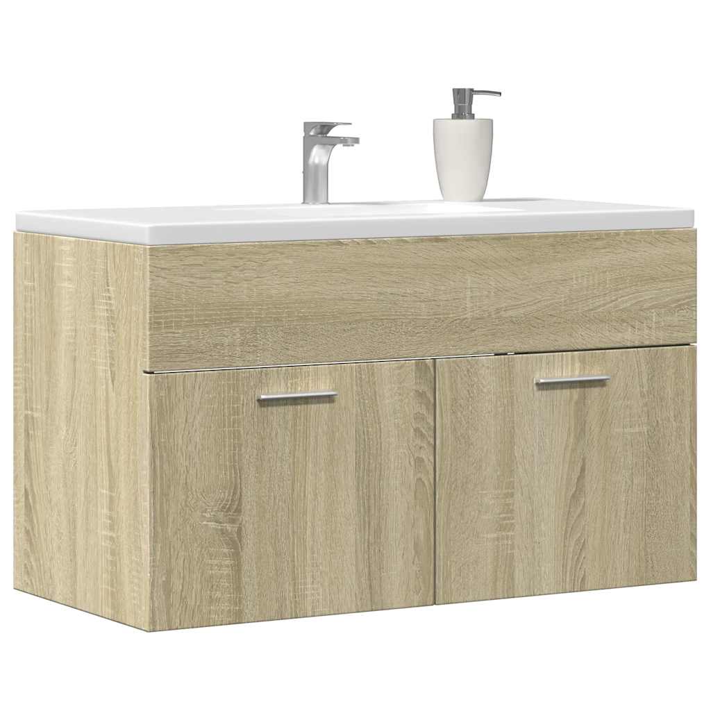 vidaXL Waschbeckenunterschrank Sonoma-Eiche 80x38,5x46cm Holzwerkstoff