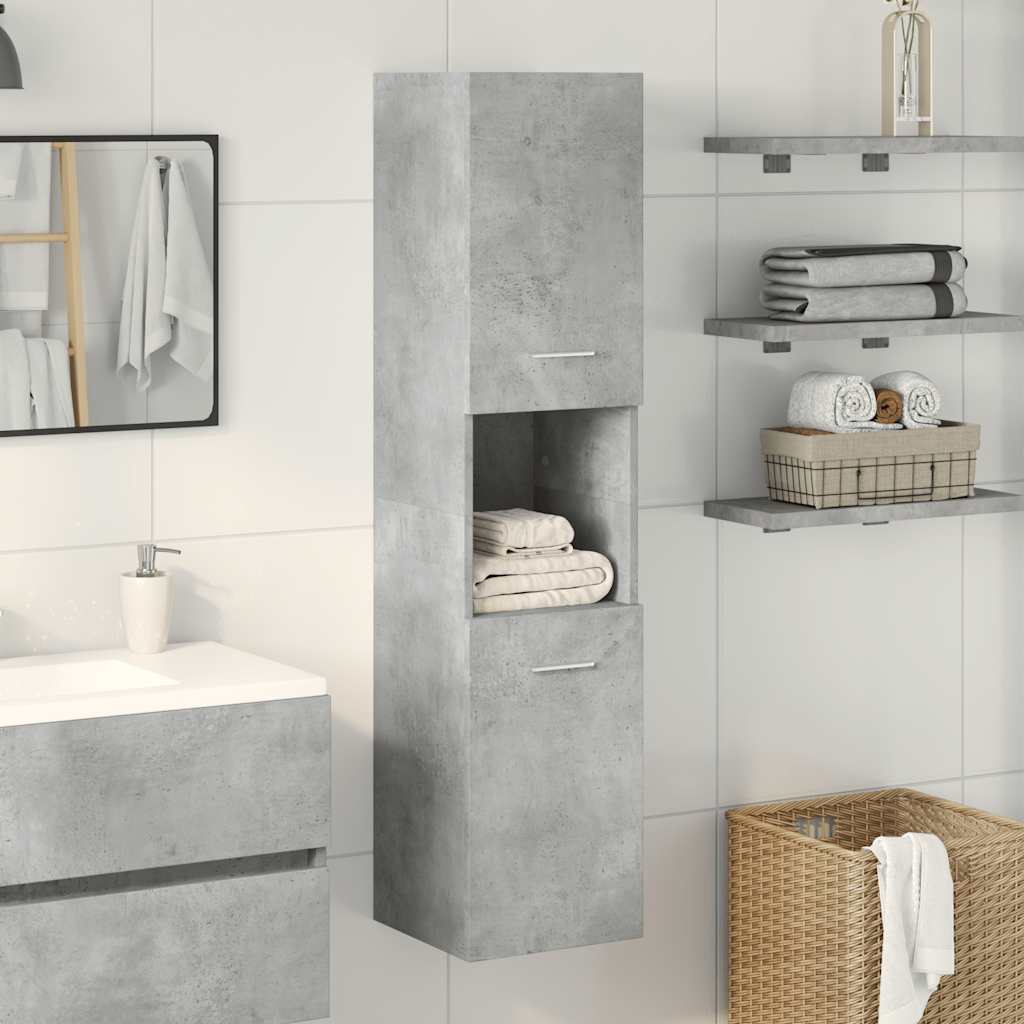 vidaXL Bad-Hängeschrank Betongrau 30x30x130 cm Holzwerkstoff