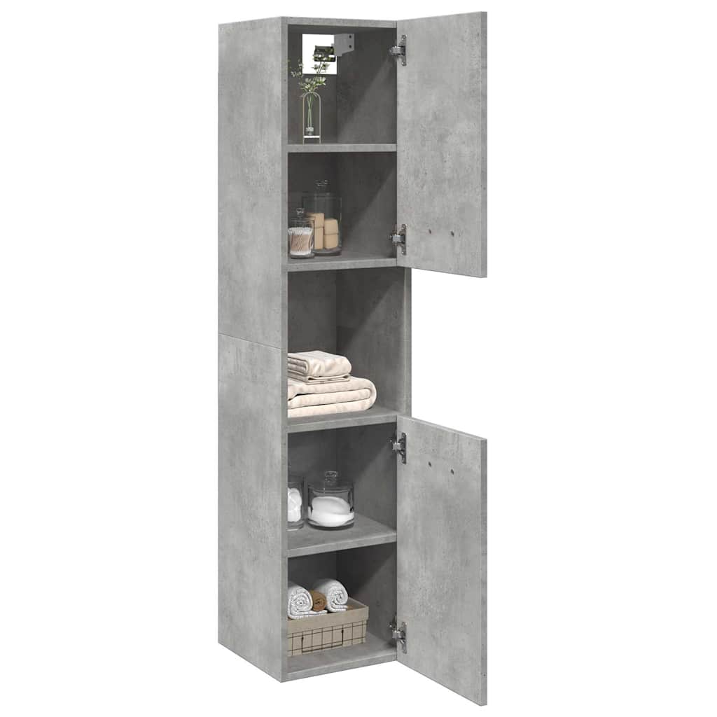 vidaXL Bad-Hängeschrank Betongrau 30x30x130 cm Holzwerkstoff