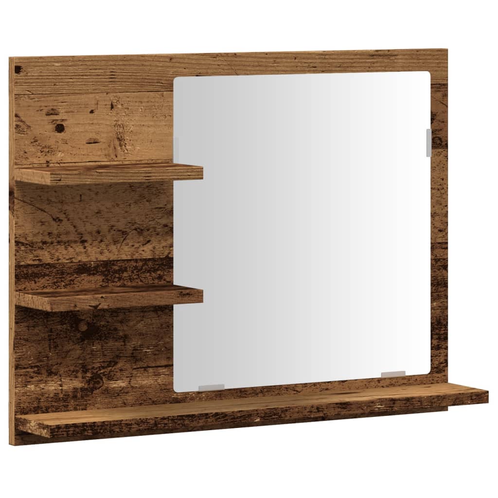 vidaXL Badspiegel mit Ablagen Altholz-Optik 60x10,5x45 cm