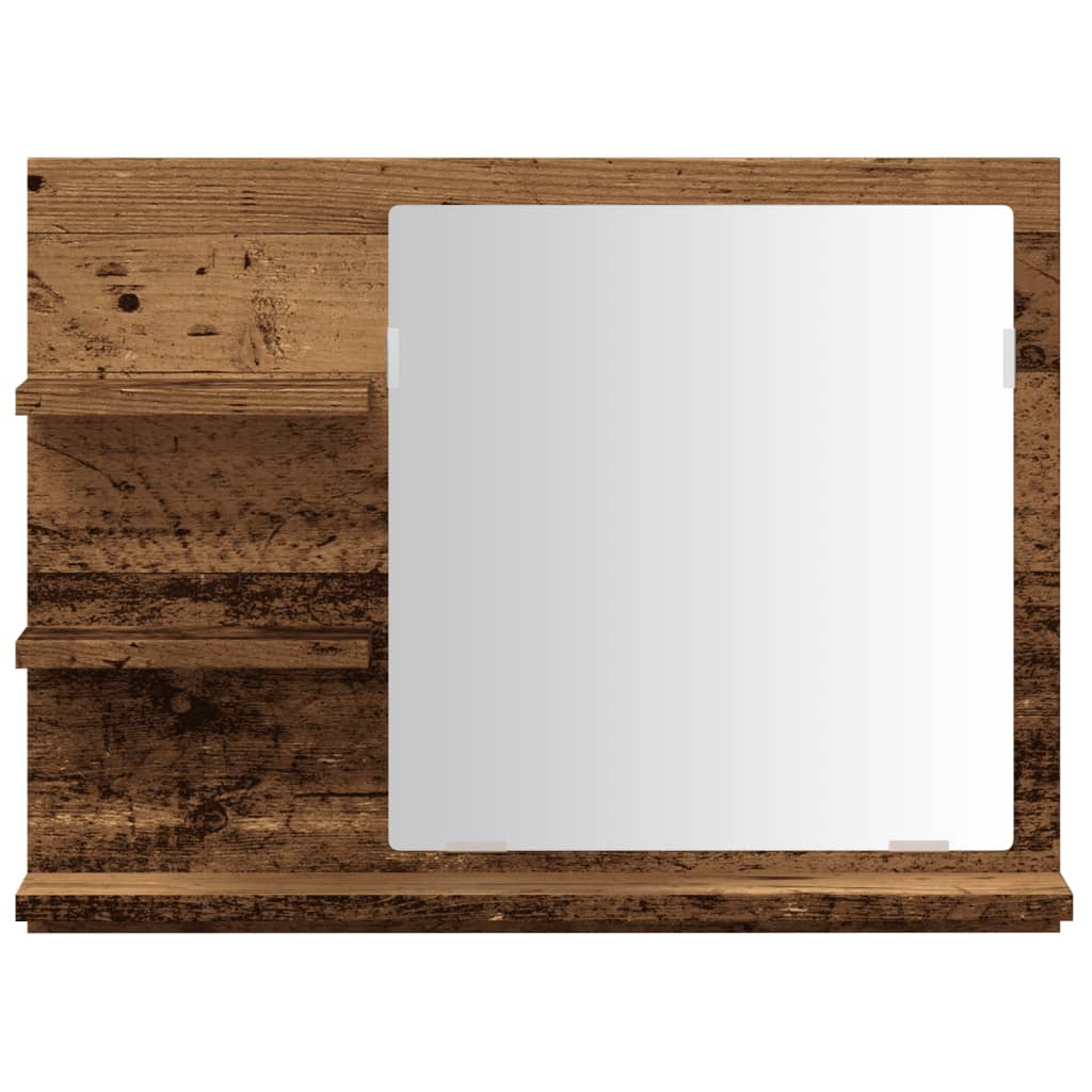 vidaXL Badspiegel mit Ablagen Altholz-Optik 60x10,5x45 cm