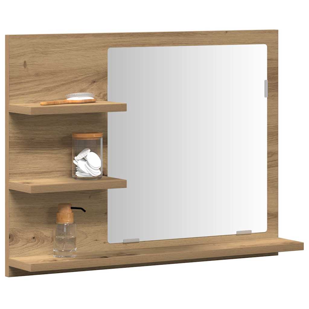 vidaXL Badspiegel mit Ablagen Artisan-Eiche 60x10,5x45 cm