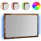 vidaXL Badspiegel mit LED-Leuchten Altholz-Optik 60x8,5x38 cm