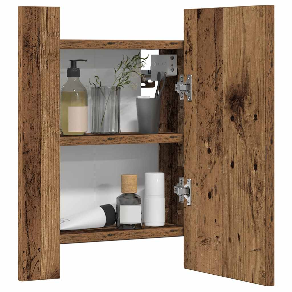 vidaXL LED-Spiegelschrank Altholz-Optik 40x12x45 cm Holzwerkstoff