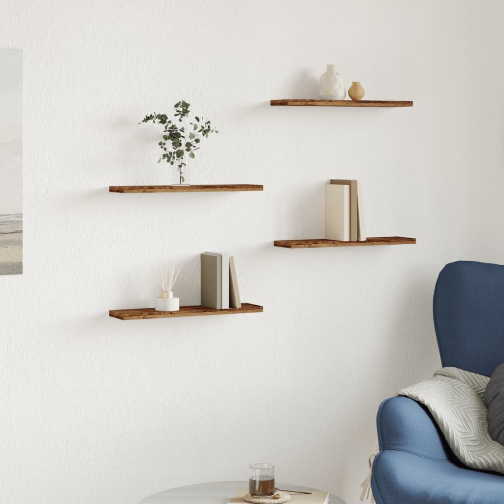 vidaXL Wandregale 4 Stk. Altholz-Optik 40x10x1,5 cm Holzwerkstoff
