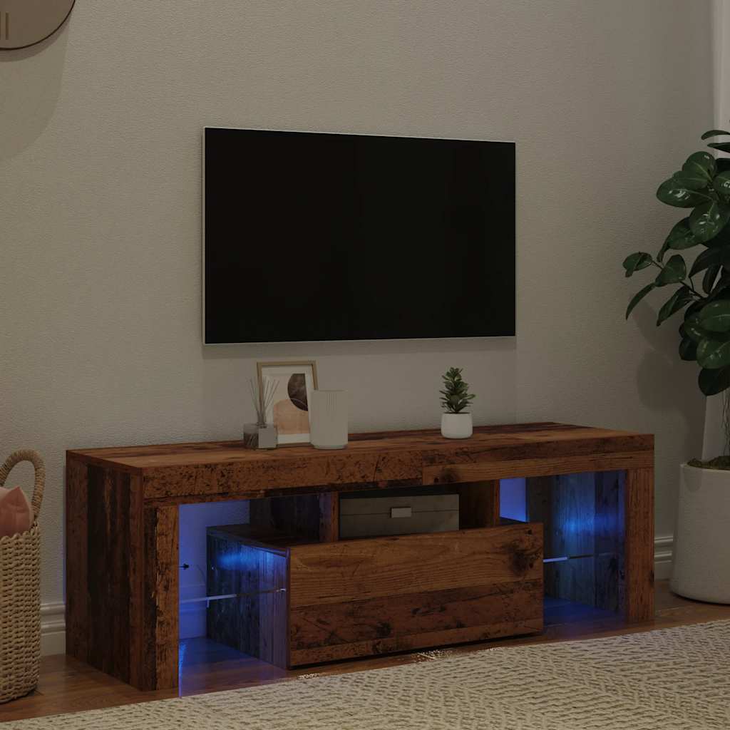 vidaXL TV-Schrank mit LED Altholz-Optik 120x36,5x40 cm Holzwerkstoff