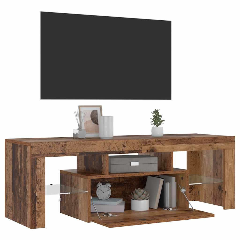 vidaXL TV-Schrank mit LED Altholz-Optik 120x36,5x40 cm Holzwerkstoff