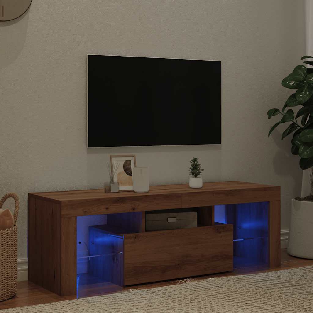vidaXL TV-Schrank mit LED Artisan-Eiche 120x36,5x40 cm Holzwerkstoff