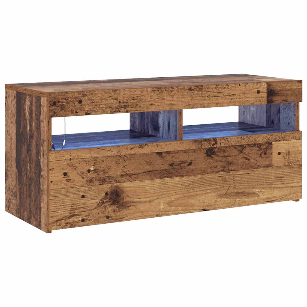 vidaXL TV-Schrank mit LED-Leuchten Altholz-Optik 90x35x40 cm