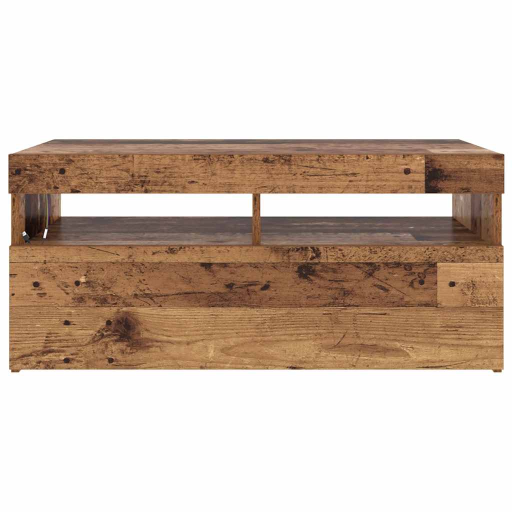 vidaXL TV-Schrank mit LED-Leuchten Altholz-Optik 90x35x40 cm