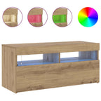 vidaXL TV-Schrank mit LED-Leuchten Artisan-Eiche 90x35x40 cm