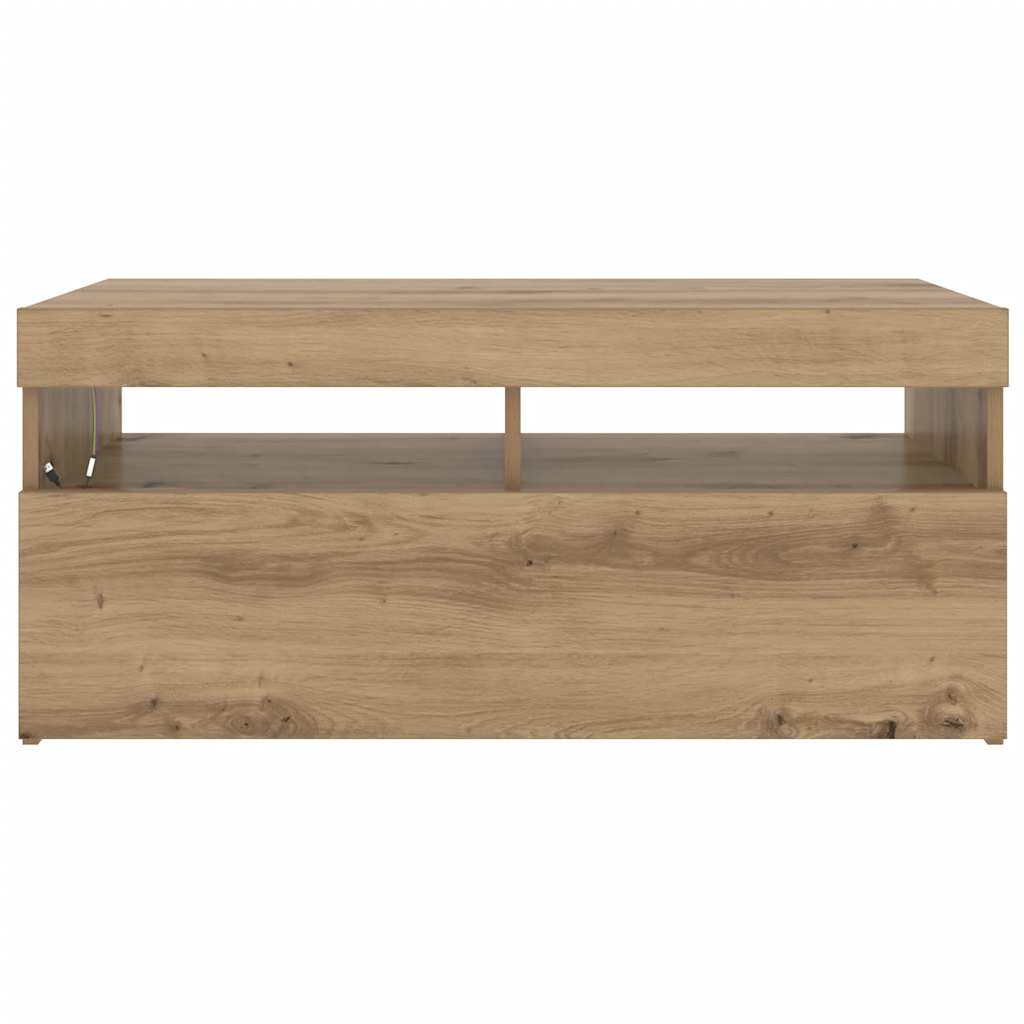 vidaXL TV-Schrank mit LED-Leuchten Artisan-Eiche 90x35x40 cm