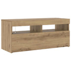 vidaXL TV-Schrank mit LED-Leuchten Artisan-Eiche 90x35x40 cm
