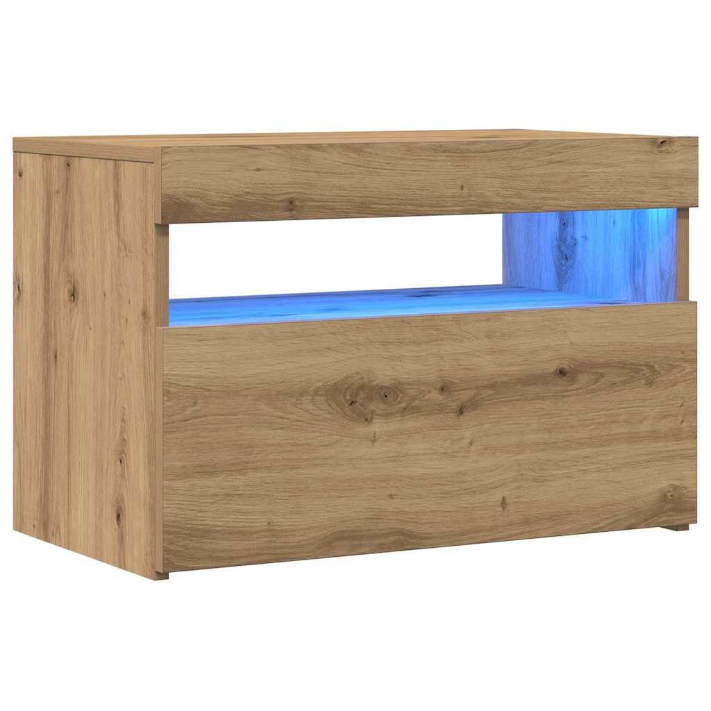 vidaXL TV-Schränke mit LED-Leuchten 2 Stk. Artisan-Eiche Holzwerkstoff
