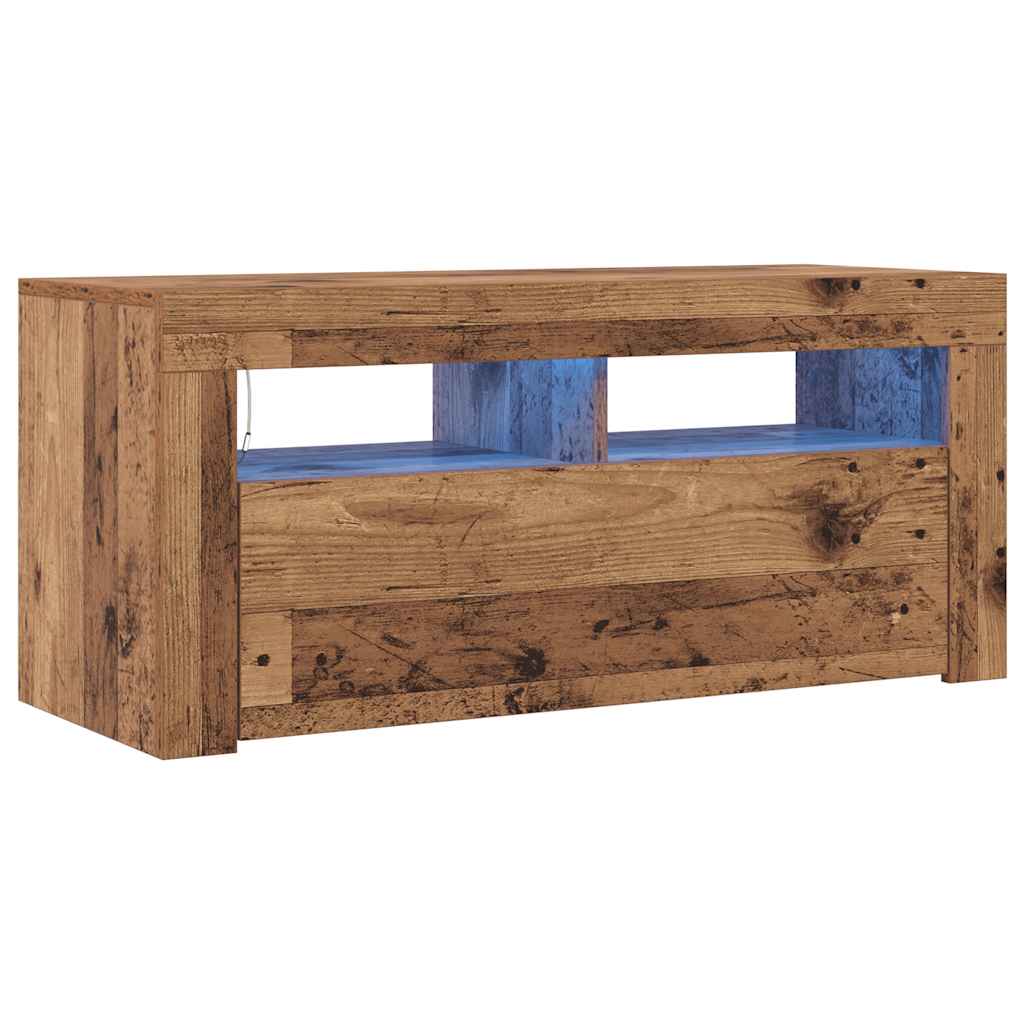 vidaXL TV-Schrank mit LED-Leuchten Altholz-Optik 90x35x40 cm
