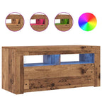 vidaXL TV-Schrank mit LED-Leuchten Altholz-Optik 90x35x40 cm
