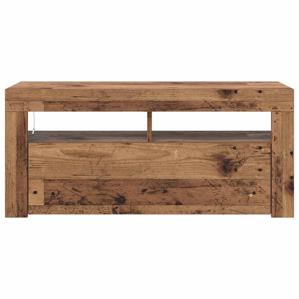 vidaXL TV-Schrank mit LED-Leuchten Altholz-Optik 90x35x40 cm