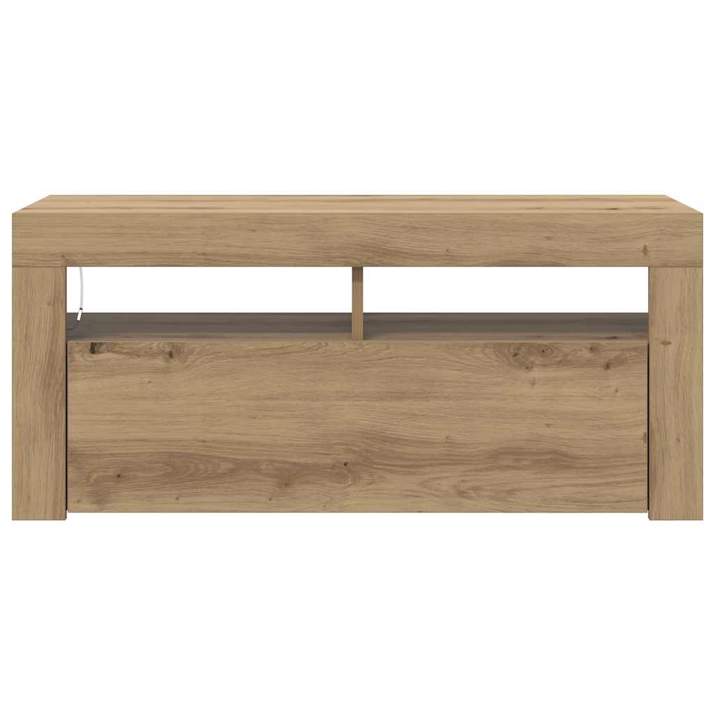 vidaXL TV-Schrank mit LED-Leuchten Artisan-Eiche 90x35x40 cm