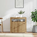 vidaXL Sideboard mit LED-Leuchten Artisan-Eiche 80x35x75 cm