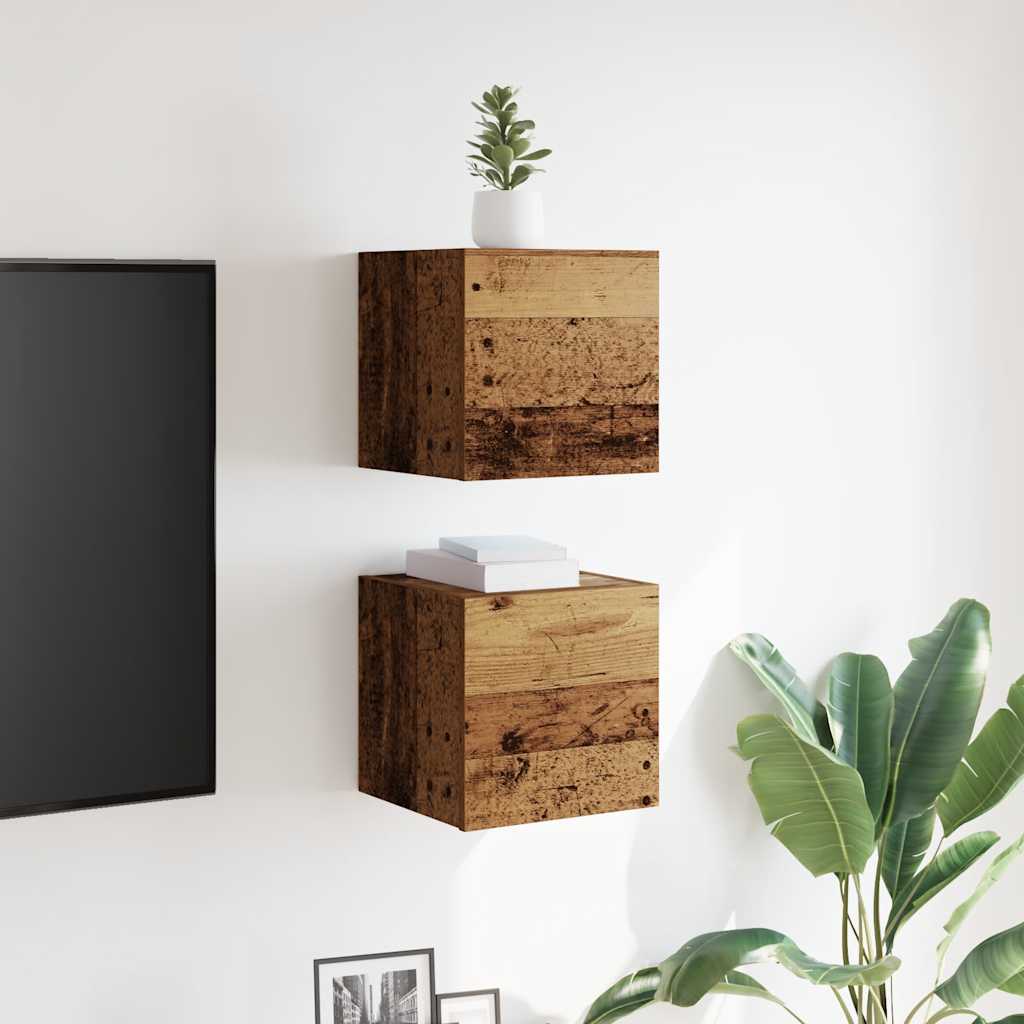 vidaXL TV-Wandschränke 2 Stk. Altholz-Optik 30,5x30x30 cm