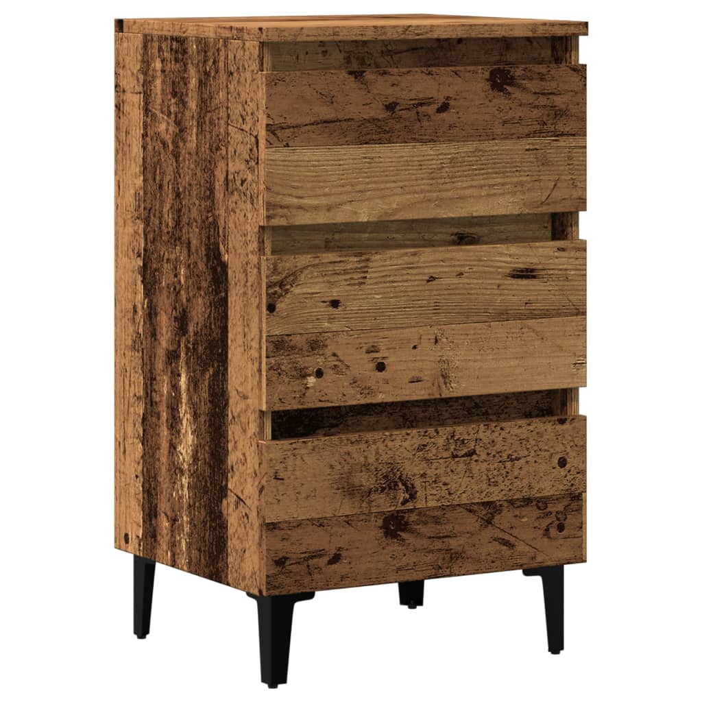 vidaXL Nachttisch mit Metallbeinen Altholz-Optik 40x35x69 cm