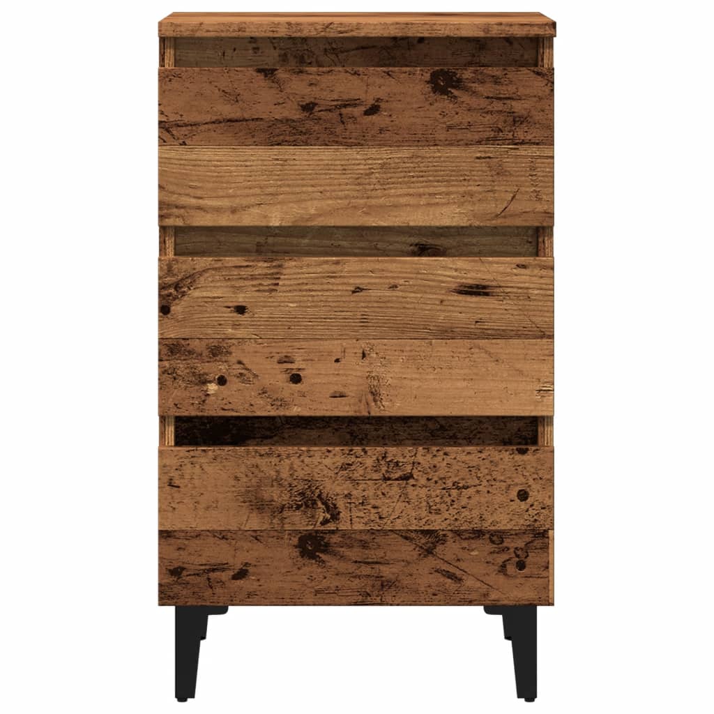 vidaXL Nachttisch mit Metallbeinen Altholz-Optik 40x35x69 cm