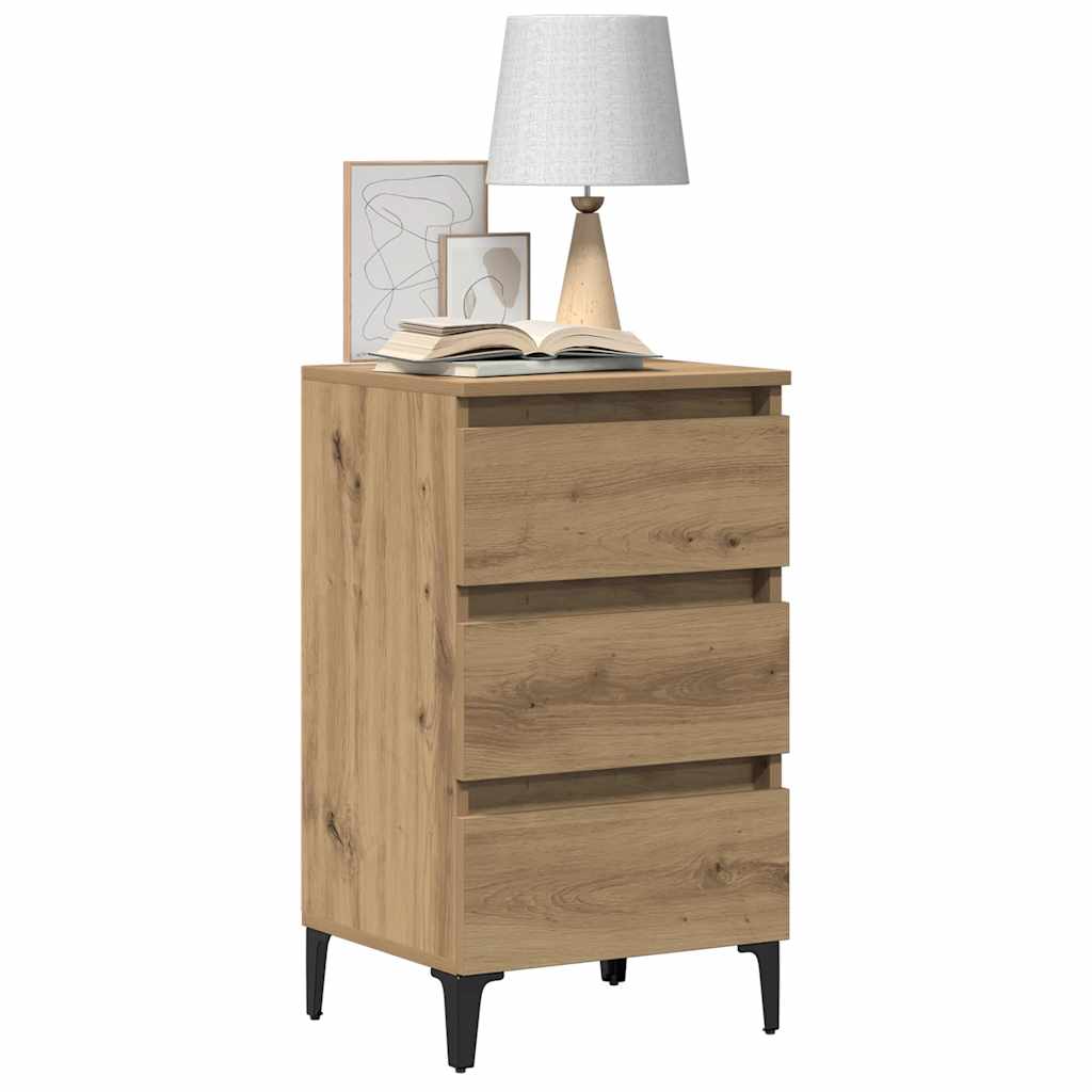 vidaXL Nachttisch mit Metallbeinen Artisan-Eiche 40x35x69 cm