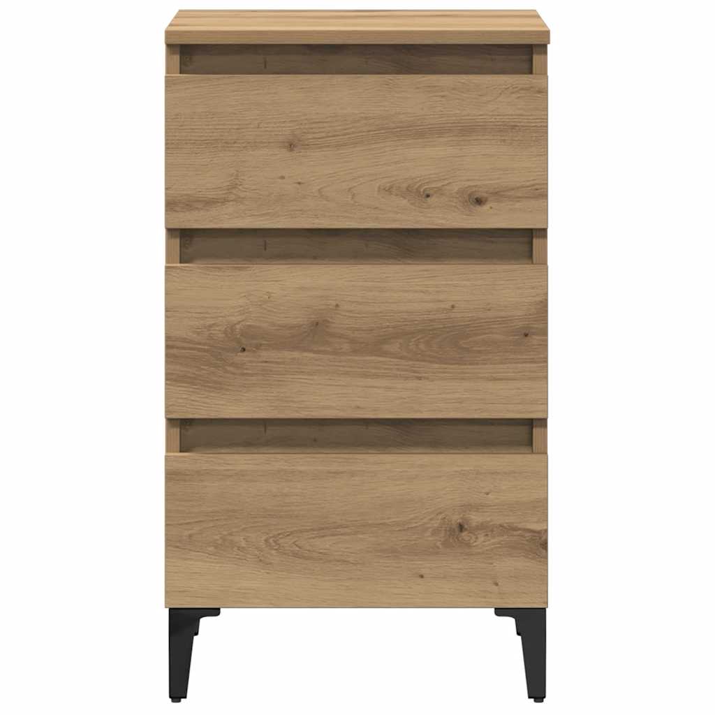vidaXL Nachttisch mit Metallbeinen Artisan-Eiche 40x35x69 cm