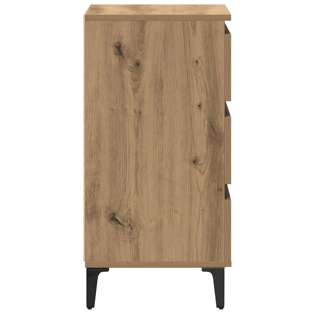 vidaXL Nachttisch mit Metallbeinen Artisan-Eiche 40x35x69 cm